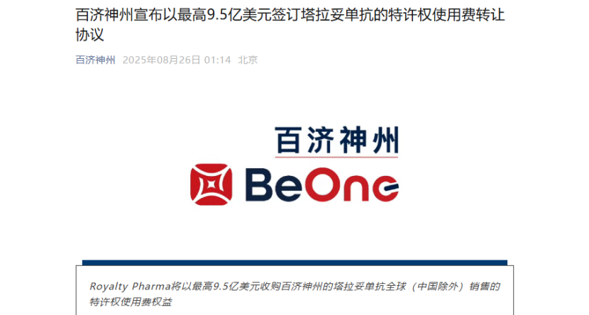 9.5亿美元BD交易后 百济神州股价为何跌了