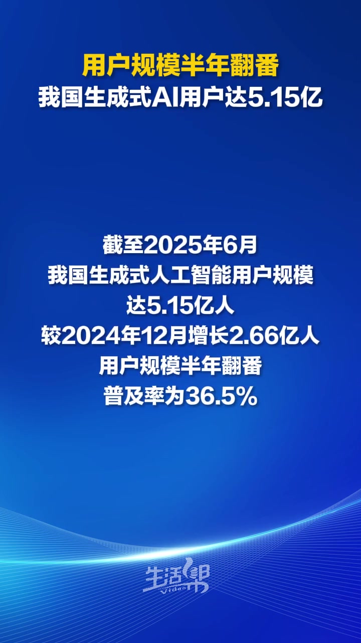 我国生成式人工智能用户规模达5.15亿