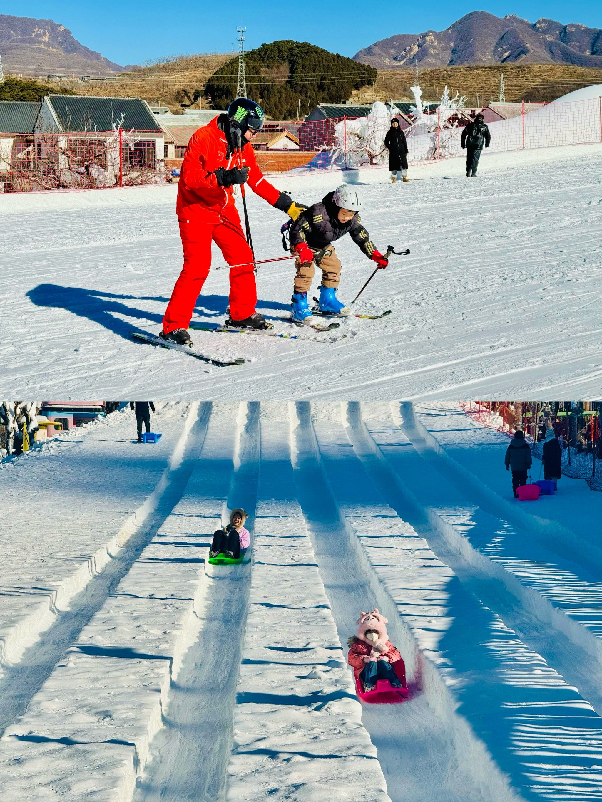 西域旅游：天山天池冬季冰雪娱乐项目包括冰上龙舟赛、滑雪圈等