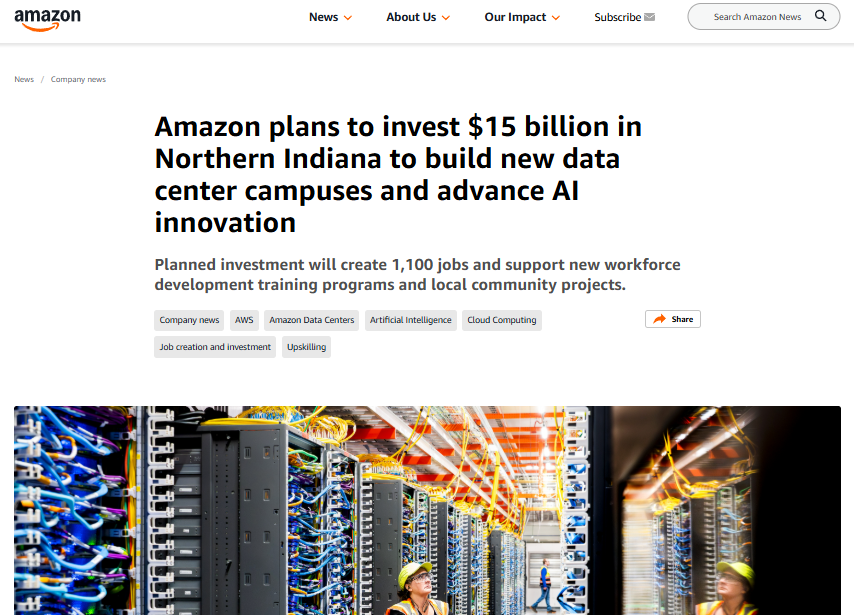 亚马逊预计2026年资本支出约2000亿美元